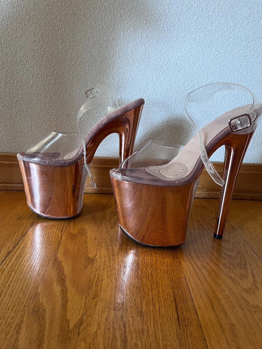 Hella Heels Liquid Rose Gold Metallic Platform Stilettos